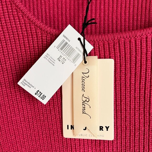 Boho Romantic Scoop Neck Magenta Sweater - Picture 4 of 5